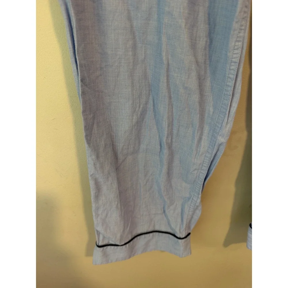 J.Crew Mens Blue End-on-End Cotton Pajama Pants Small Lounge Bottoms Piping
